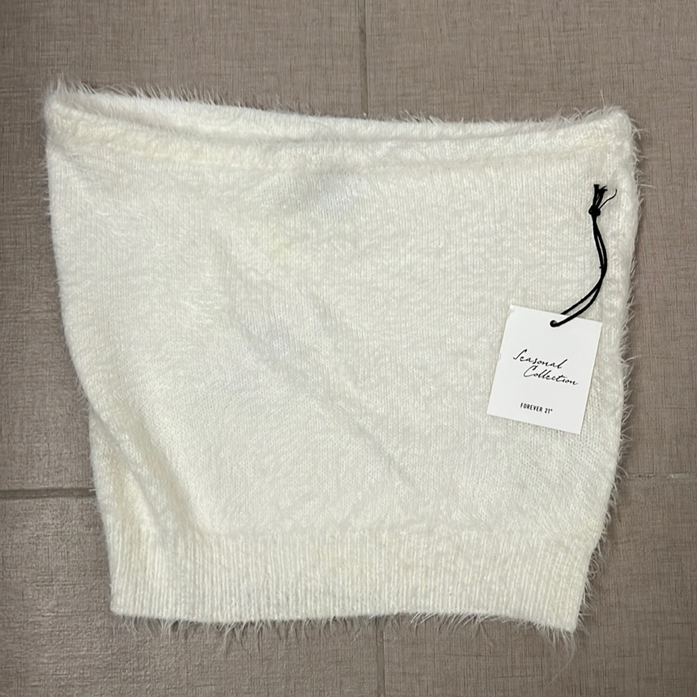 White Fuzzy Forever 21 Bandeau